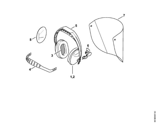 Face shield - earmuff set window long -0232 Face shields and ear defenders Face shield/earmuff set, window, long brand Stihl