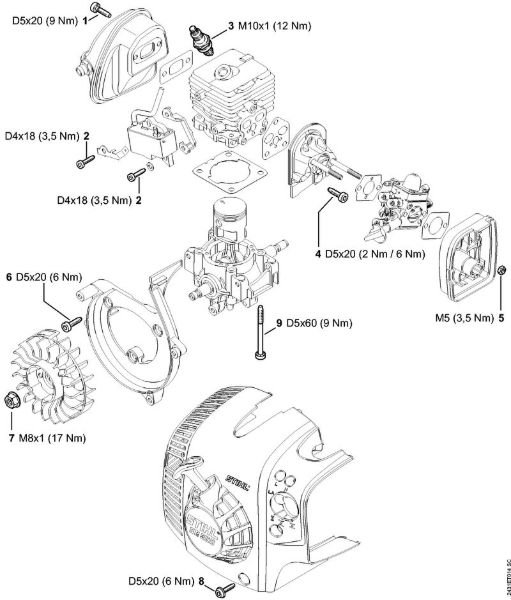 Pulverizadores (SR) SR 200 Binários de aperto da marca Stihl