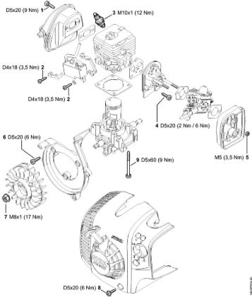 Pulverizadores (SR) SR 200-D Binários de aperto da marca Stihl