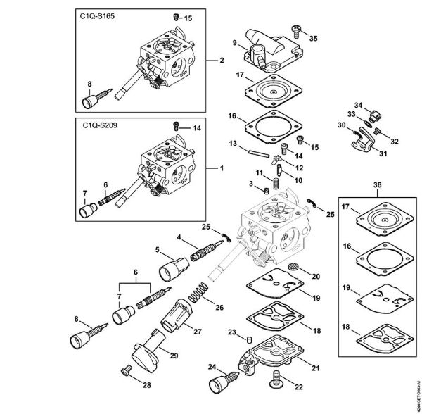 Pulverizadores (SR) SR 450 Carburador C1Q-S209, C1Q-S165 da marca Stihl