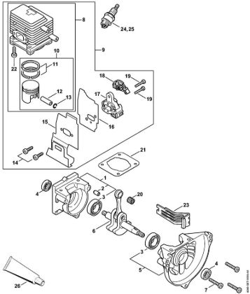 Aparelhos especiais (PC, SP, MC) PC 70 Caixa da cambota, Cilindro da marca Stihl