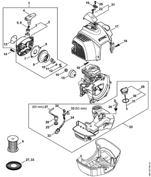 Aparelhos especiais (PC, SP, MC) SP 452 Dispositivo de arranque, Tanque de combustível da marca Stihl