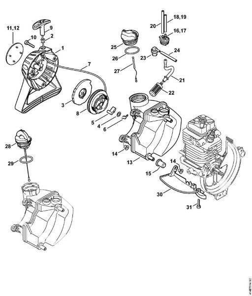 Aparelhos especiais (PC, SP, MC) SP 90 T Dispositivo de arranque, Tanque de combustível da marca Stihl