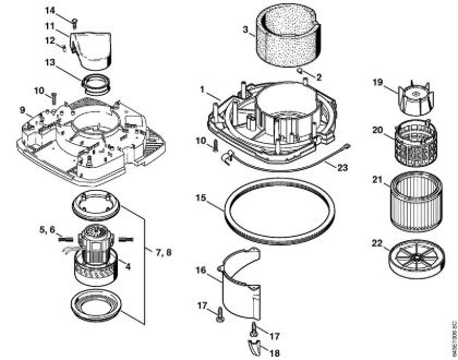 Aspiradores (SE) SE 120 E Carcaça do motor, Motor eléctrico, Filtro da marca Stihl