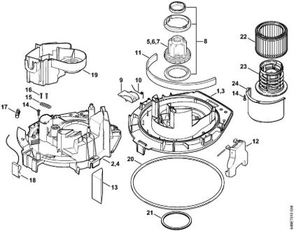 Aspiradores (SE) SE 122 E Carcaça do motor, Motor eléctrico, Filtro da marca Stihl