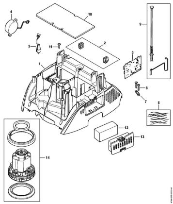 Aspiradores (SE) SE 133 ME Carcaça do motor em cima, Motor eléctrico da marca Stihl