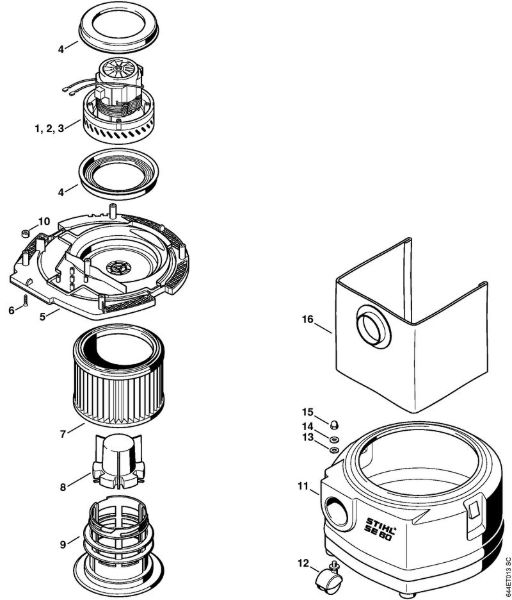 Aspiradores (SE) SE 60 C Motor eléctrico, Filtro, Recipiente da marca Stihl