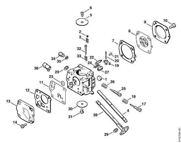 P 835, P 840 P 835 Carburador HS-271 da marca Stihl