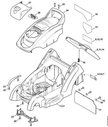 Corta-relvas a bateria (RMA) RMA 370 Caixa, Cobertura do motor da marca Stihl