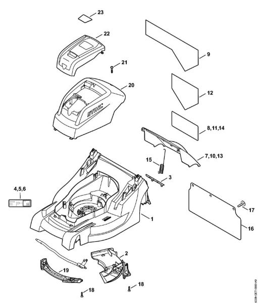 Corta-relvas a bateria (RMA) RMA 410 C Caixa, Cobertura do motor da marca Stihl
