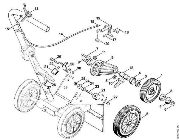 Cortadores de ferro e pedra (TS) TS 350 Limitador da profundidadede corte, Carrinho da marca Stihl