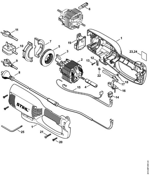 Cortadores eléctricos de sebes (HLE) HLE 71 K Caixa, Motor eléctrico da marca Stihl