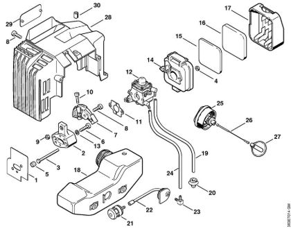 Corta-sebes (HS) HS 76 Filtro de ar, Tanque de combustível da marca Stihl