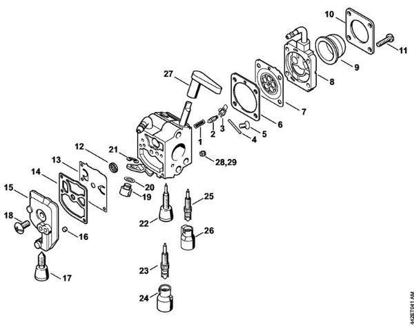 Corta-sebes (HS) HS 81 R Carburador C1Q-S225, -S218, -S196, -S197, -S105, -S111, -S115, -S116 da marca Stihl