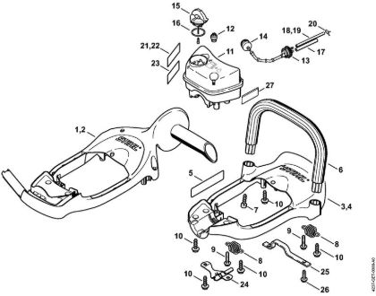 Corta-sebes (HS) HS 81 R Quadro do punho, Tanque de combustível da marca Stihl