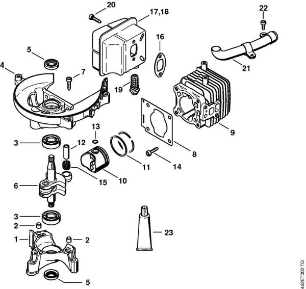 Corta-sebes (HS) HS 81 TC-E Caixa da cambota, Cilindro da marca Stihl