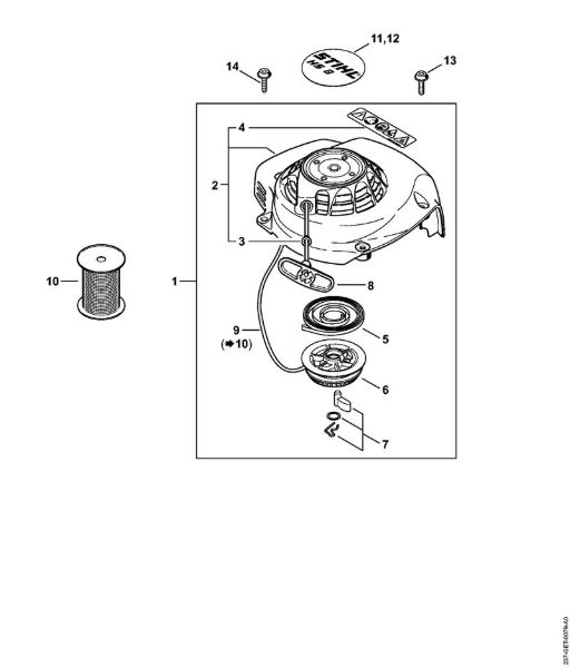 Corta-sebes (HS) HS 82 R Dispositivo de arranque da marca Stihl