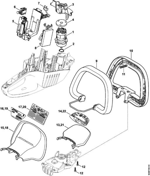 Corta-sebes alimentados a bateria (HSA) HSA 66 Motor eléctrico, Módulo electrónico, Alavanca de comando da marca Stihl