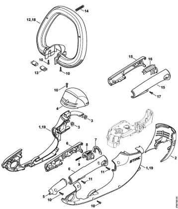 Corta-sebes eléctricos (HSE) HSE 71 Cárter do motor da marca Stihl