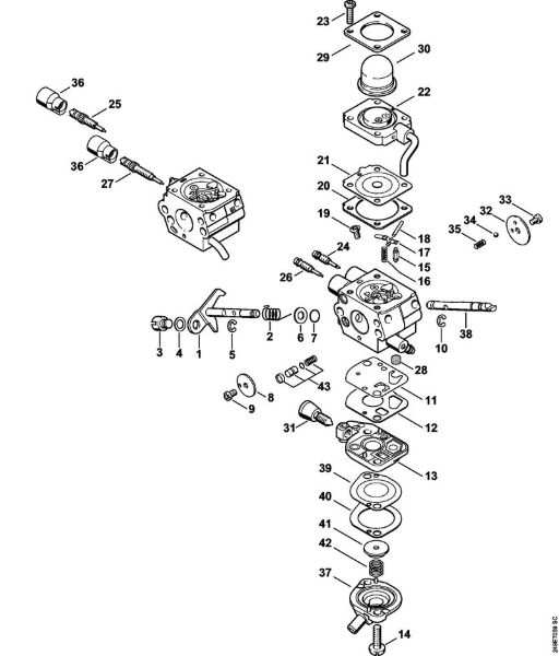 Motores combinados (KM) KM 130 Carburador C1Q-S173, C1Q-S130 da marca Stihl
