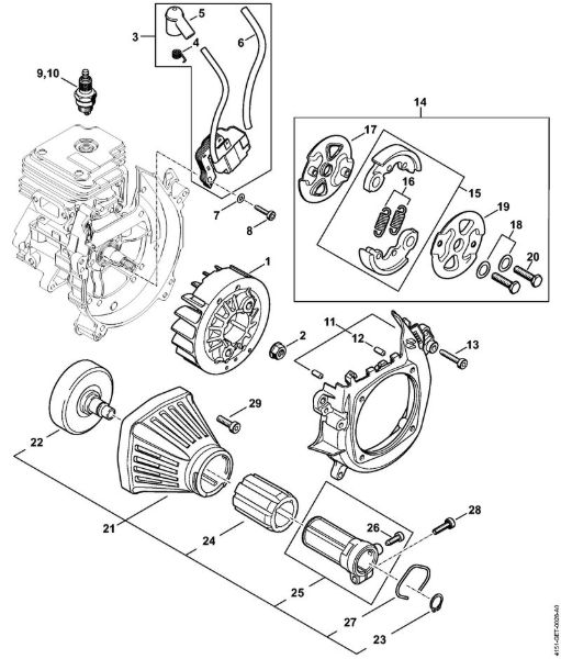 Motores combinados (KM) KM 235.0 Sistema de ignição, Embreagem da marca Stihl