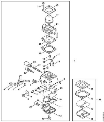Motores combinados (KM) KM 55 C-E Carburador C1Q-S66 da marca Stihl