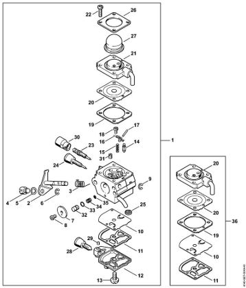 Motores combinados (KM) KM 55 R Carburador C1Q-S71 da marca Stihl