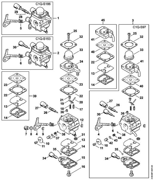 Motores combinados (KM) KM 55 RC-E Carburador C1Q-S186, C1Q-S153, C1Q-S97 da marca Stihl