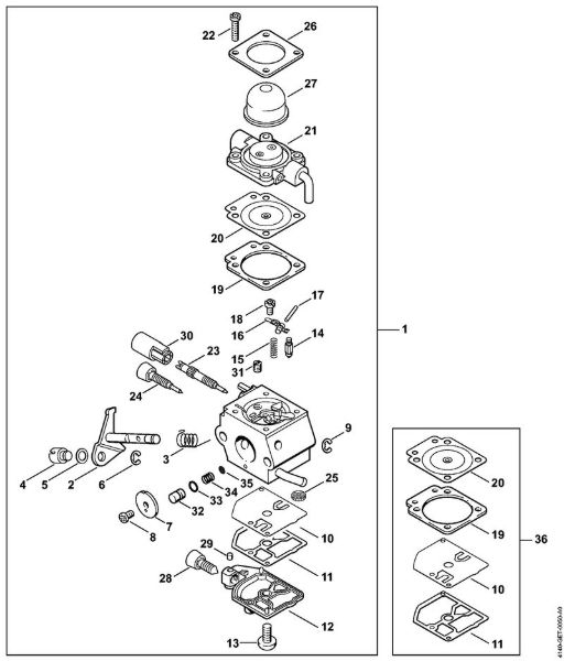 Motores combinados (KM) KM 55 RC-E Carburador C1Q-S66 da marca Stihl
