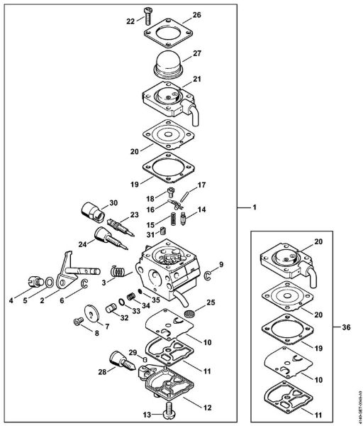 Motores combinados (KM) KM 55 RC-E Carburador C1Q-S71 da marca Stihl