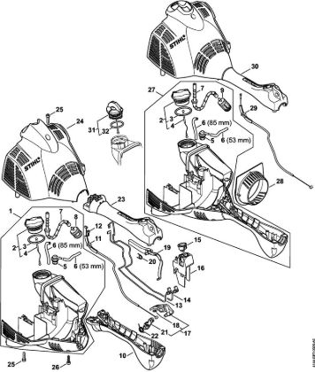 Motores combinados (KM) KM 56 RC-E Cárter do motor (Cabo circular) KM 56 RC da marca Stihl
