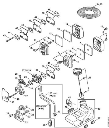 Motores combinados (KM) KM 85 R Filtro de ar, Tanque de combustível da marca Stihl