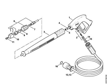 Lavadora de alta pressão a gasolina (RB) RB 301 Pistola, Tubo de pulverização da marca Stihl
