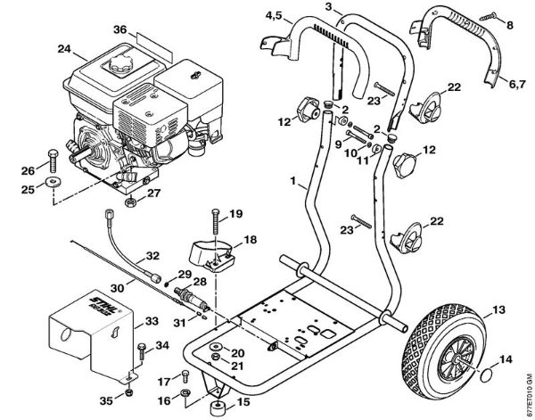 Lavadora de alta pressão a gasolina (RB) RB 302 Carrinho da marca Stihl