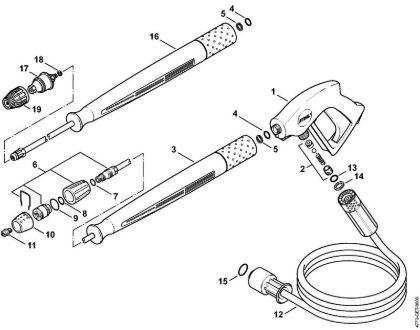 Lavadora de alta pressão a gasolina (RB) RB 402 Pistola, Tubo de pulverização da marca Stihl