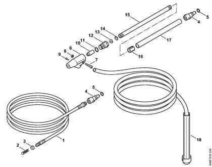Lavadora de alta pressão eléctrica (RE) RE 108 Jogo de limpeza dos tubos, Dispositivo com projector de água e areia da marca Stihl