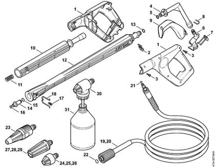 Lavadora de alta pressão eléctrica (RE) RE 116 K Pistola, Tubo de pulverização da marca Stihl