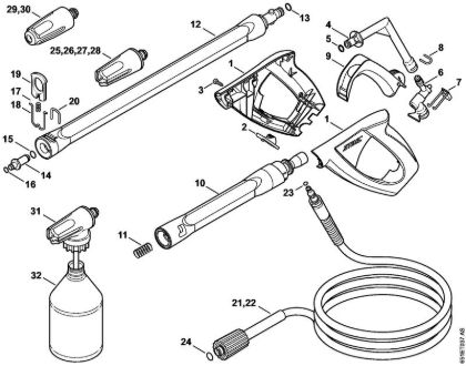Lavadora de alta pressão eléctrica (RE) RE 118 Pistola, Tubo de pulverização da marca Stihl