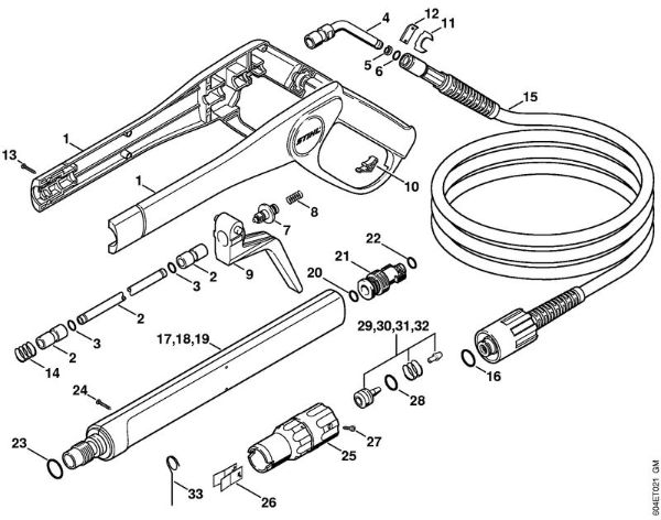 Lavadora de alta pressão eléctrica (RE) RE 125 K Pistola, Tubo de pulverização da marca Stihl