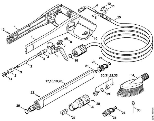 Lavadora de alta pressão eléctrica (RE) RE 140 K Pistola, Tubo de pulverização da marca Stihl
