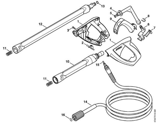Lavadora de alta pressão eléctrica (RE) RE 162 PLUS Pistola, Tubo de pulverização da marca Stihl