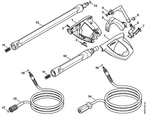 Lavadora de alta pressão eléctrica (RE) RE 163 Pistola, Tubo de pulverização da marca Stihl