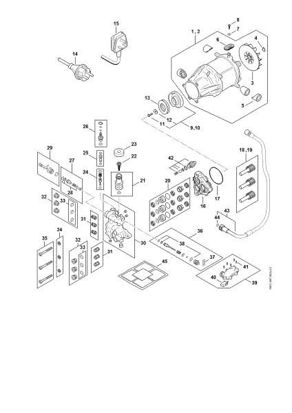 Imagem de Motor eléctrico, Linha de conexão, Bloco da válvula, Bomba RE 170 PLUS RE 170 PLUS
