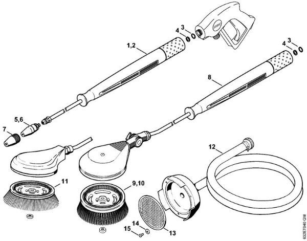 Lavadora de alta pressão eléctrica (RE) RE 270 K Tubeira rotor, Escova rotativa lavagem, Mangueira de aspiração da marca Stihl