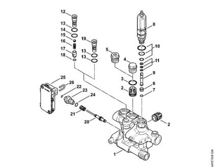 Lavadora de alta pressão eléctrica (RE) RE 271 PLUS Bloco da válvula, ÃŠmbolo de distribuição da marca Stihl