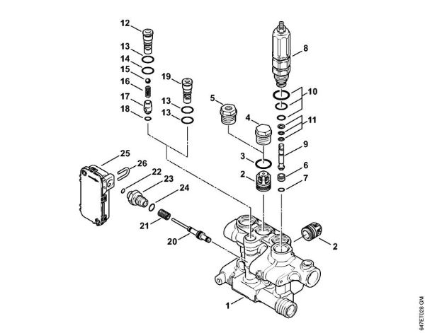 Lavadora de alta pressão eléctrica (RE) RE 281 PLUS Bloco da válvula, ÃŠmbolo de distribuição da marca Stihl