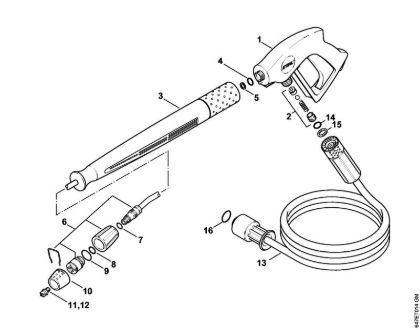 Lavadora de alta pressão eléctrica (RE) RE 281 PLUS Pistola, Tubo de pulverização (40.2009) da marca Stihl