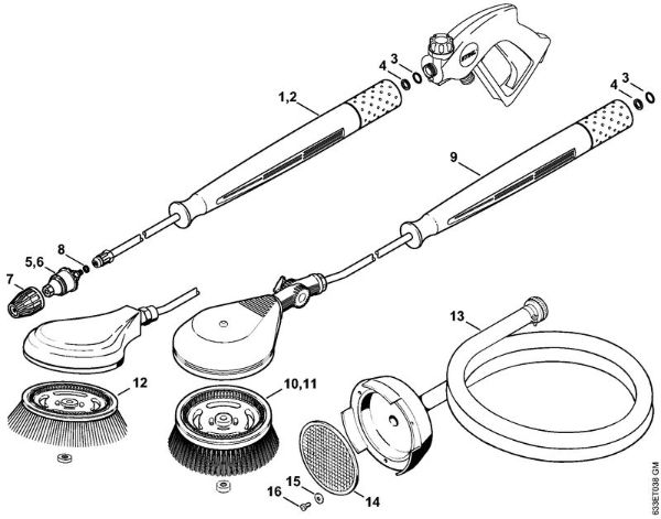 Lavadora de alta pressão eléctrica (RE) RE 360 K PLUS Tubeira rotor, Escova rotativa lavagem, Mangueira de aspiração da marca Stihl
