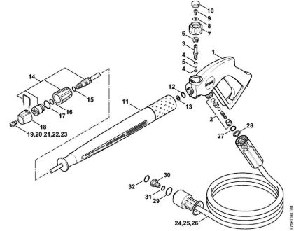 Lavadora de alta pressão eléctrica (RE) RE 361 Pistola, Tubo de pulverização (40.2009) da marca Stihl