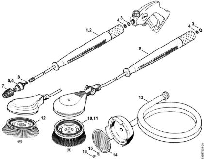 Lavadora de alta pressão eléctrica (RE) RE 460 K Tubeira rotor, Escova rotativa lavagem, Mangueira de aspiração da marca Stihl